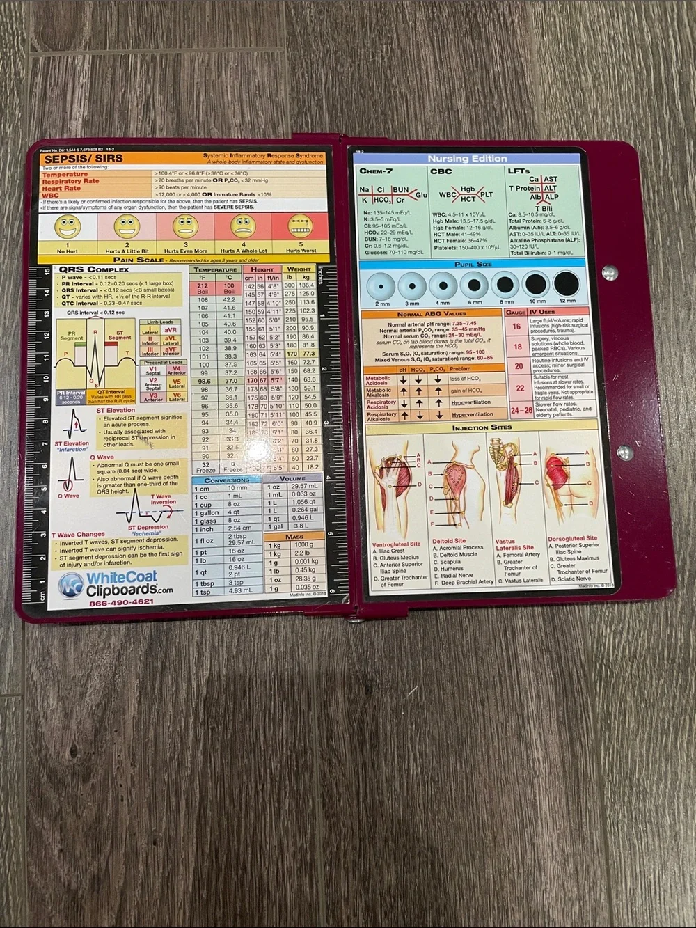 Nursing Edition Medical Reference Clipboard - Burgundy